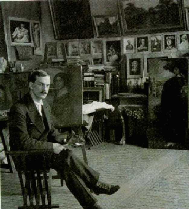 Julio Romero de Torres en su estudio de Crdoba (1912)