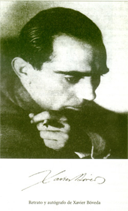 Retrato y autógrafo de Xavier Bóveda