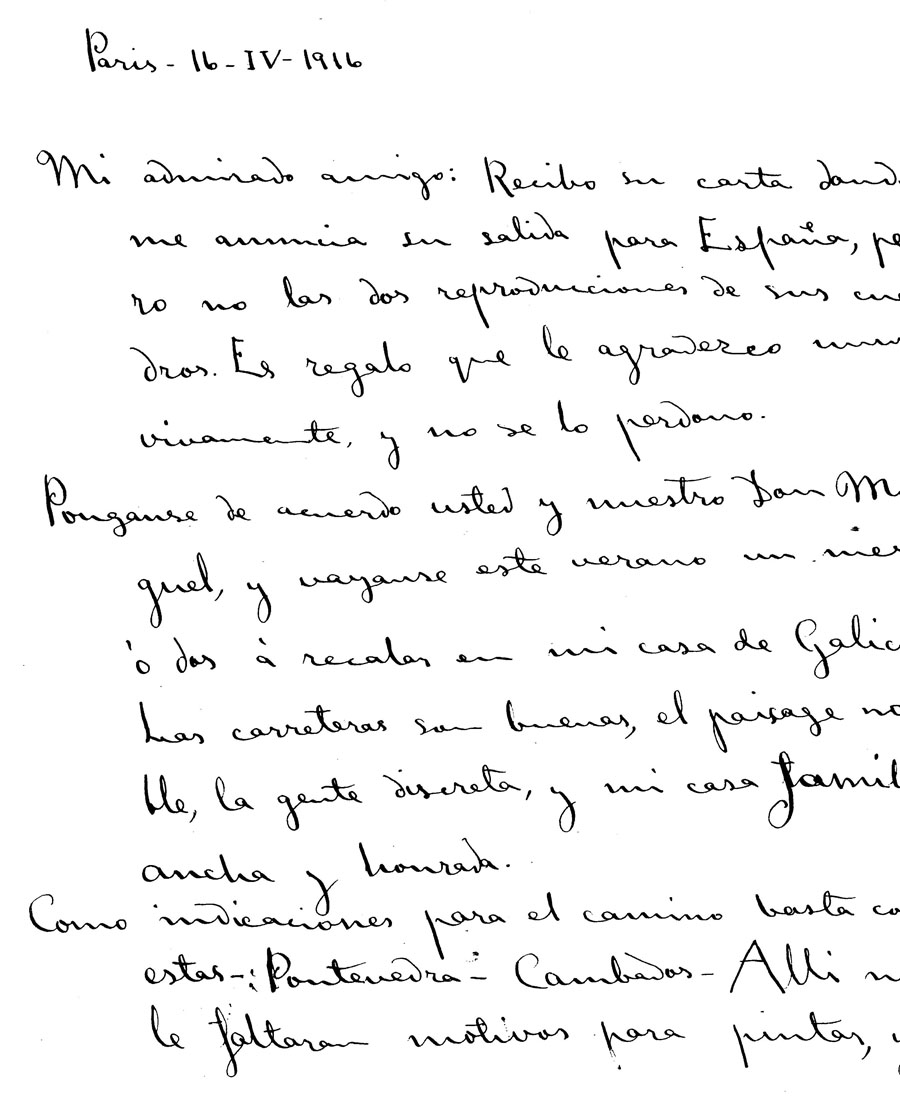 Carta de Valle-Inclán a Ignacio Zuloaga, junio 1916